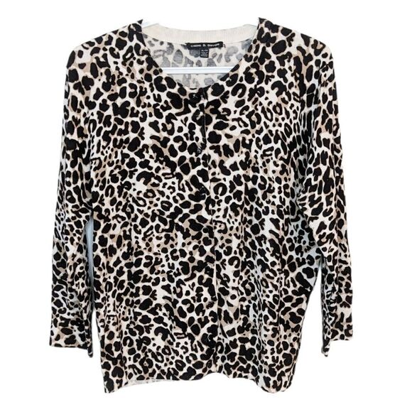 Cable & Gauge leopard print button front cardigan XL @X - Picture 1 of 1